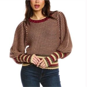 Ramy Brook Hadar Striped Puff Sleeve Sweater